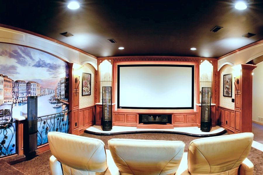 Home theater with custom millwork